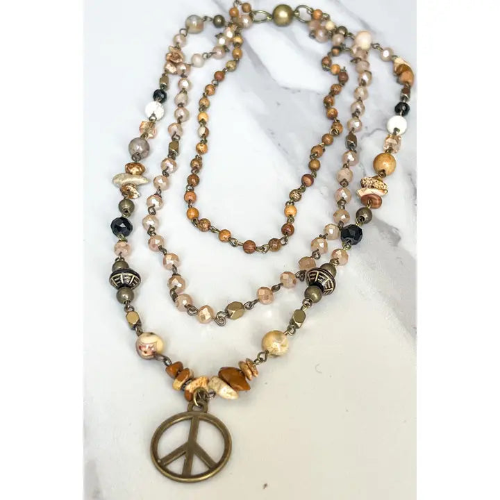 Laurie Peace Sign Long Necklace