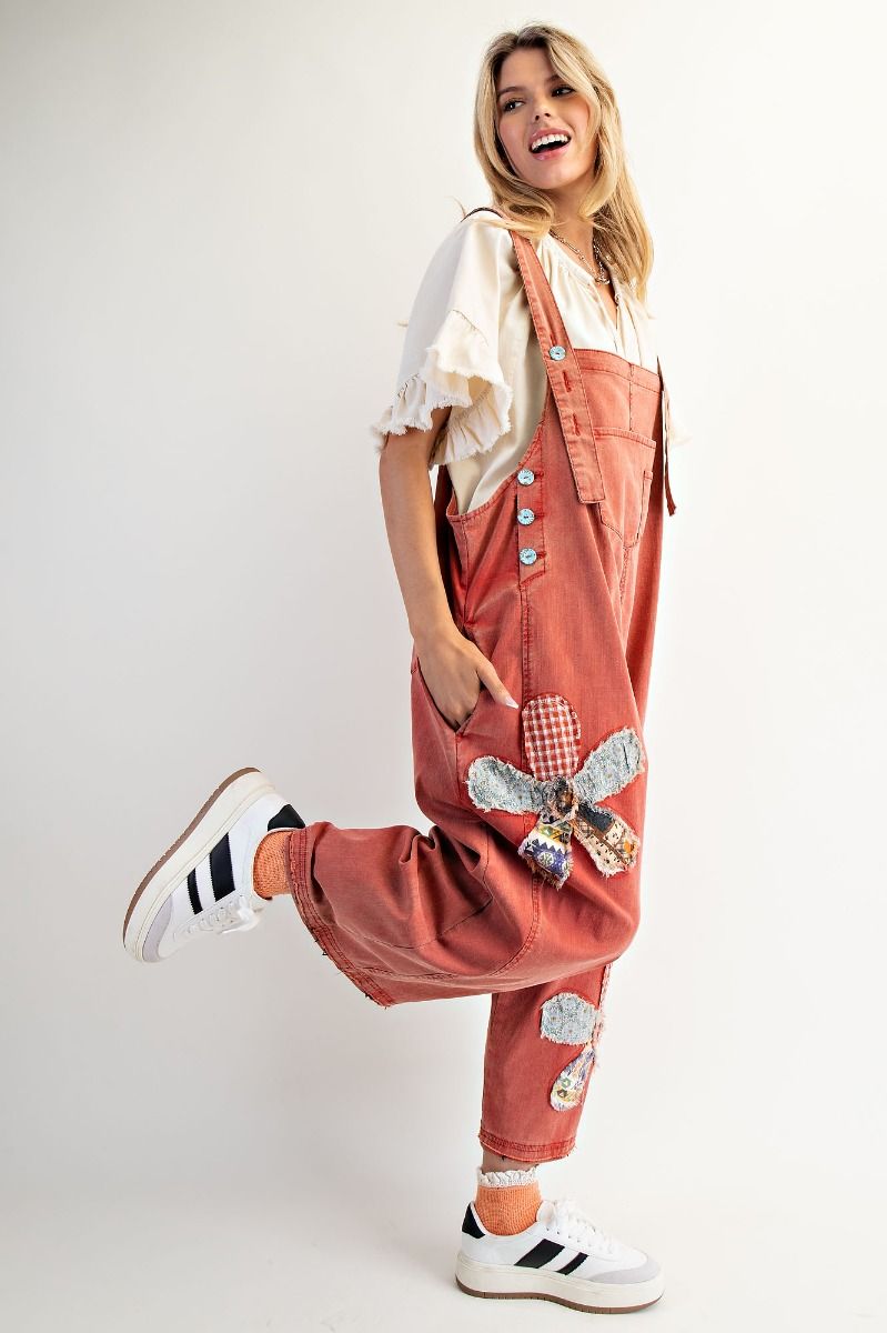Playful Patch Overalls by Easel-Boho Red