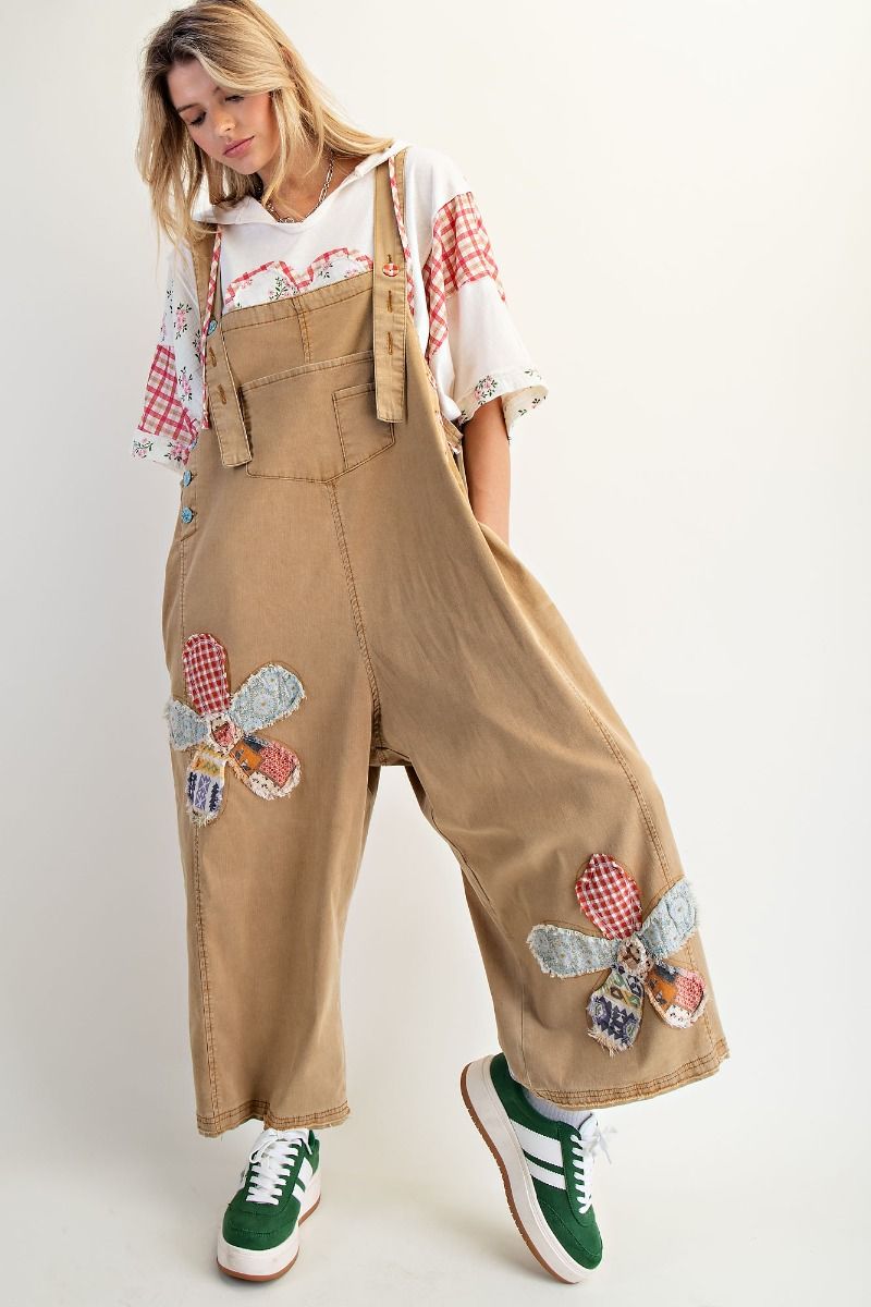 Playful Patch Overalls by Easel- Camel