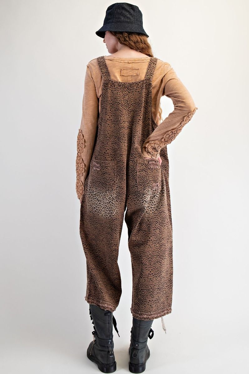 Mocha Leopard Boho Overalls by Easel