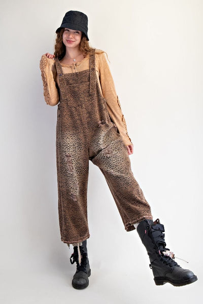 Mocha Leopard Boho Overalls by Easel