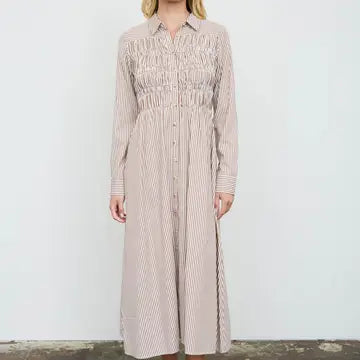 Autumn Brown Shrilled Long Sleeved Dress