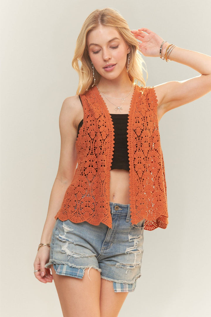 Coral Crochet Vest