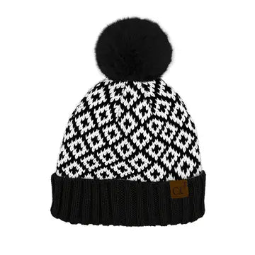 CC Diamond Fur Pom Beanie