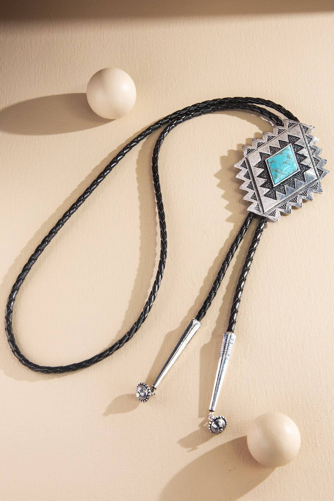 Geometric Concho Turquoise Bolo Tie