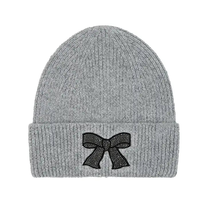 Rhinestone Ribbon Embellishment Beanie