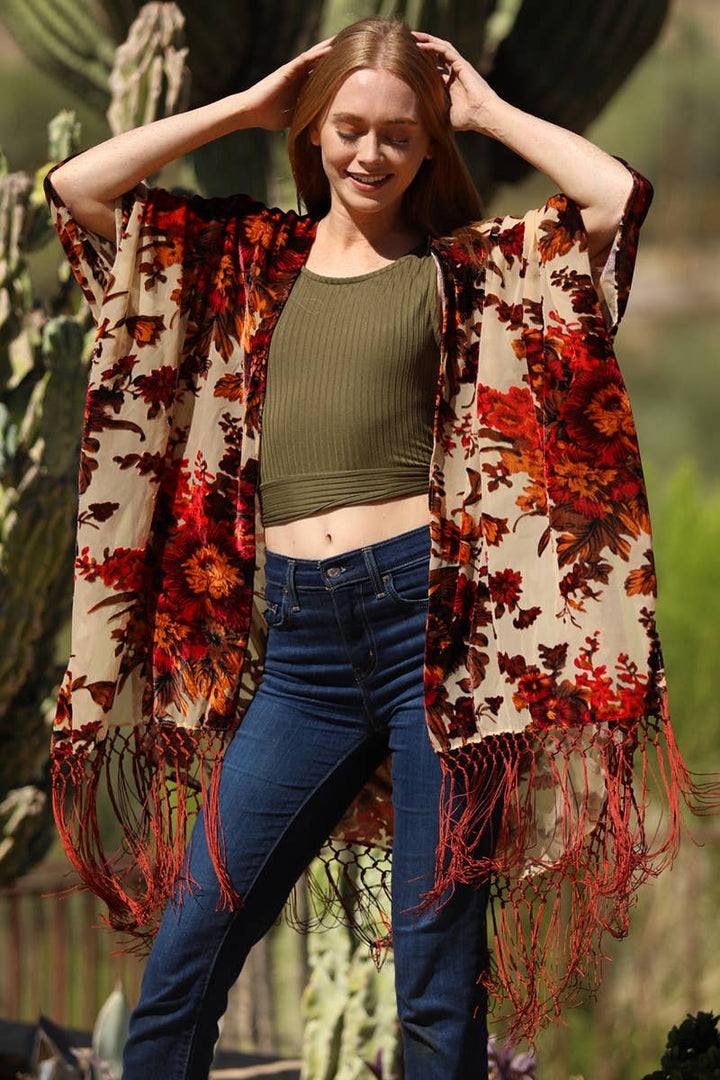 Asis Burnout Fringe Kimono