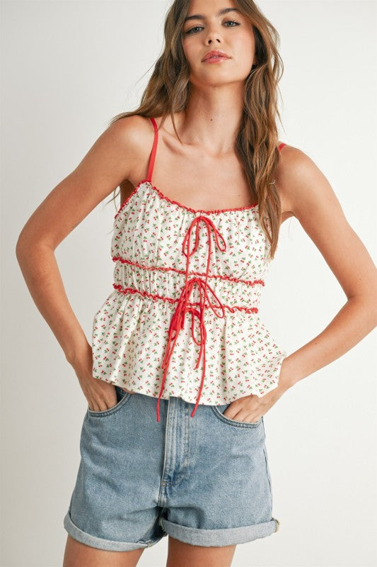 Cherry Blossom Tie Top