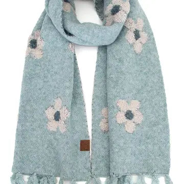 Daisy Knit Fringe Scarf