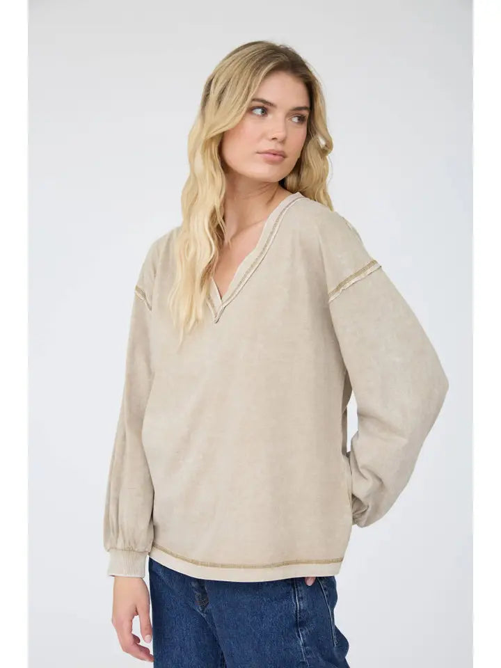 Mocha Inverted Seam Knit Top