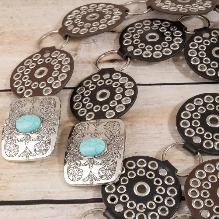 Vegan Leather Studded Disc Belt (2 Colors)