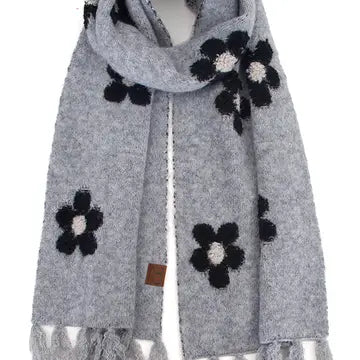Daisy Knit Fringe Scarf
