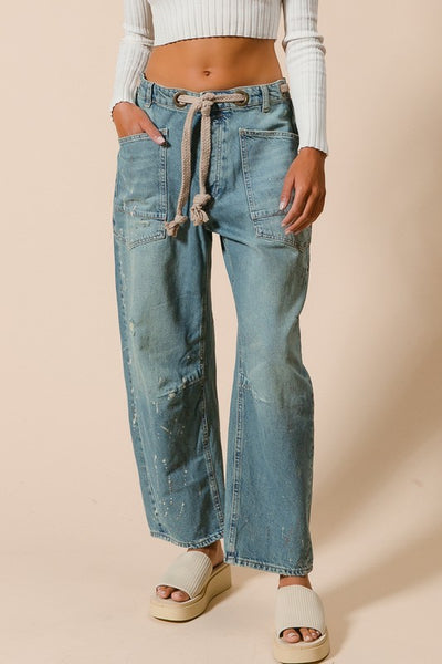 Belted Drip Paint Pants