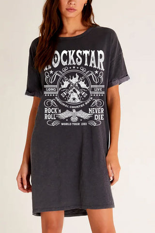 Rockstar Long Live/Never Die T-Shirt Dress- Curvy