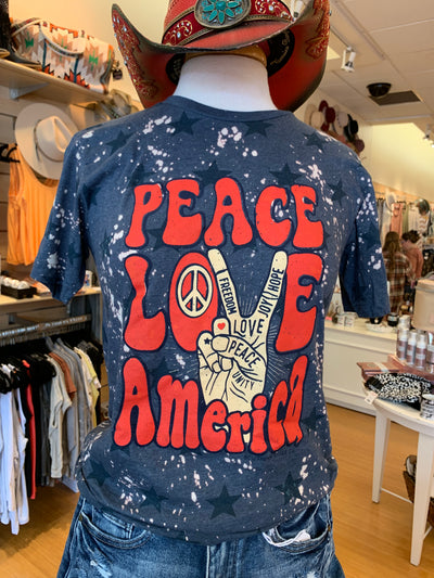 Peace Love America Acid Washed Tee