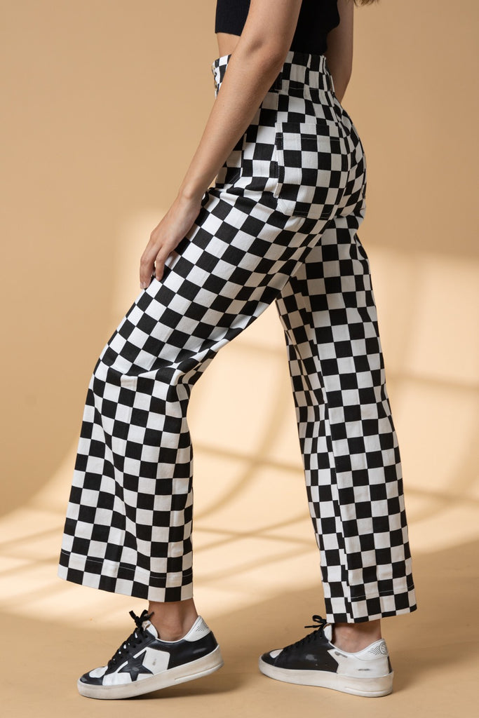 Demi Checkered Straights- Black