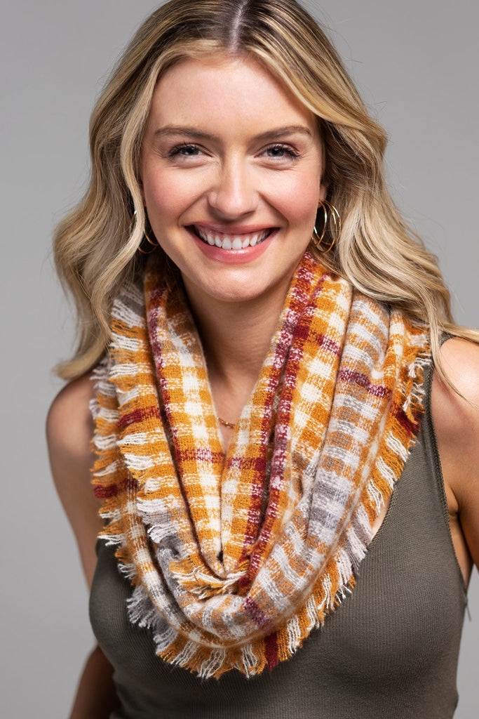 Multi Rust Houndstooth Infinity Scarf