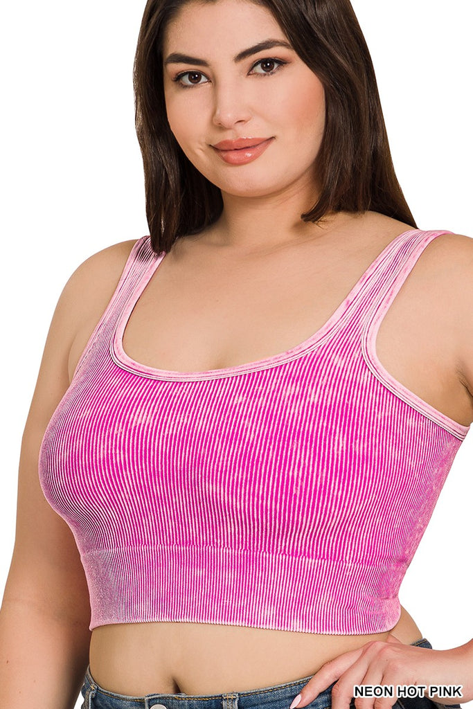 Curvy Mineral Washed Square neck Tank (2 colors)