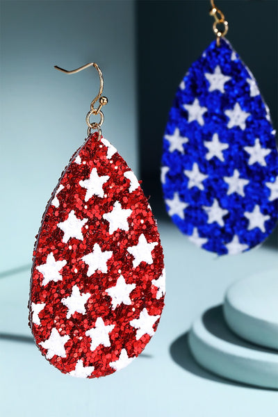 Glitter Star Dangle Earrings (red or blue)