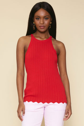 Red Sophisticated Knit Halter Top