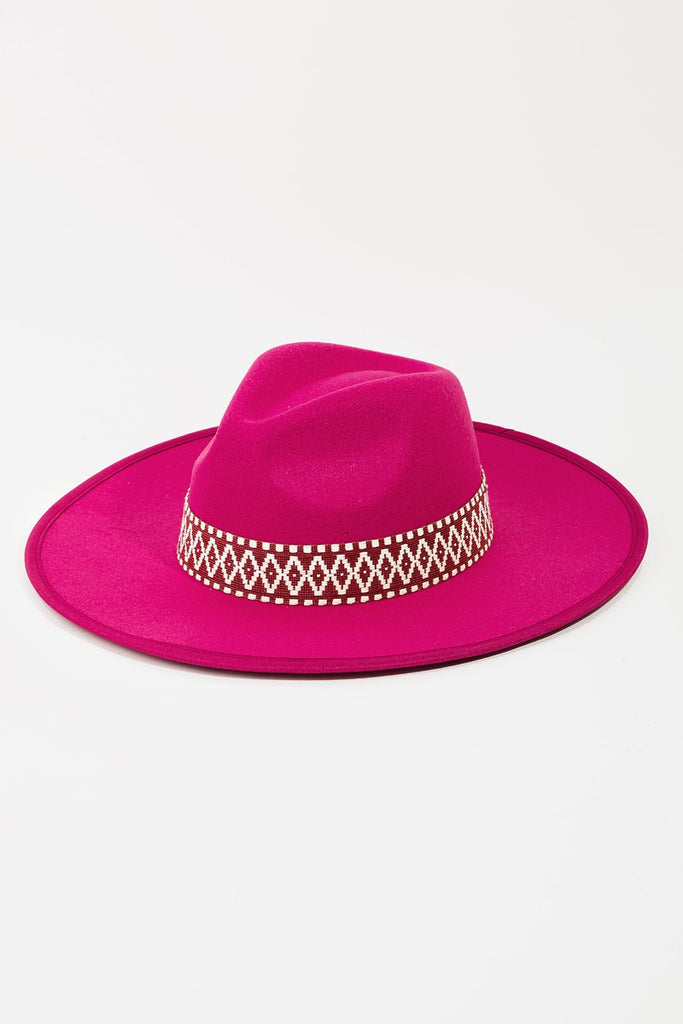 Fuschia Braided Boho Hat Band Hat