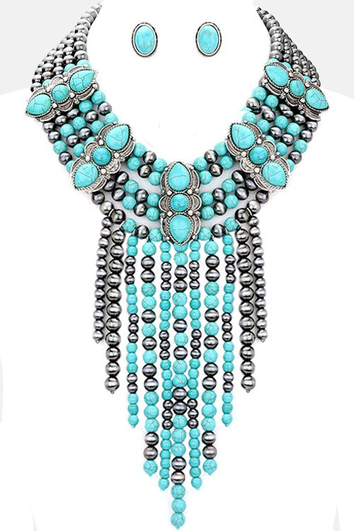 Out West Layered Faux Navajo Pearl Necklace set