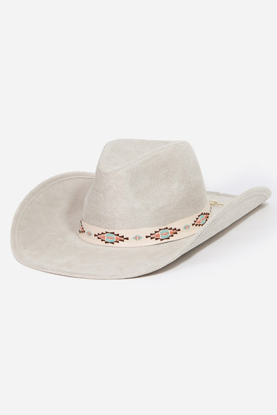 Ivory Boho Banded Western Hat
