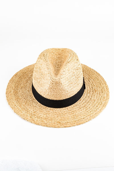 Natural Straw Panama Hat (Black Ribbon)