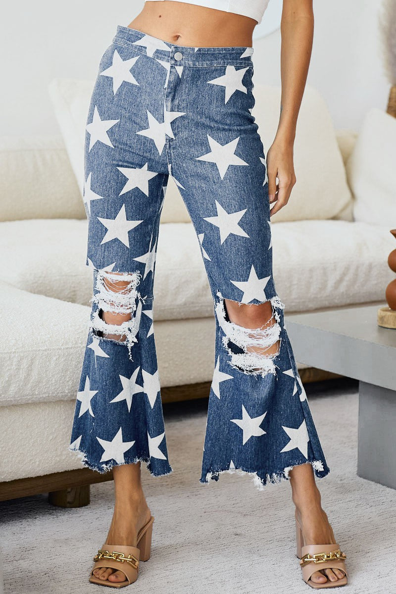 Star Distressed Cropped Bells