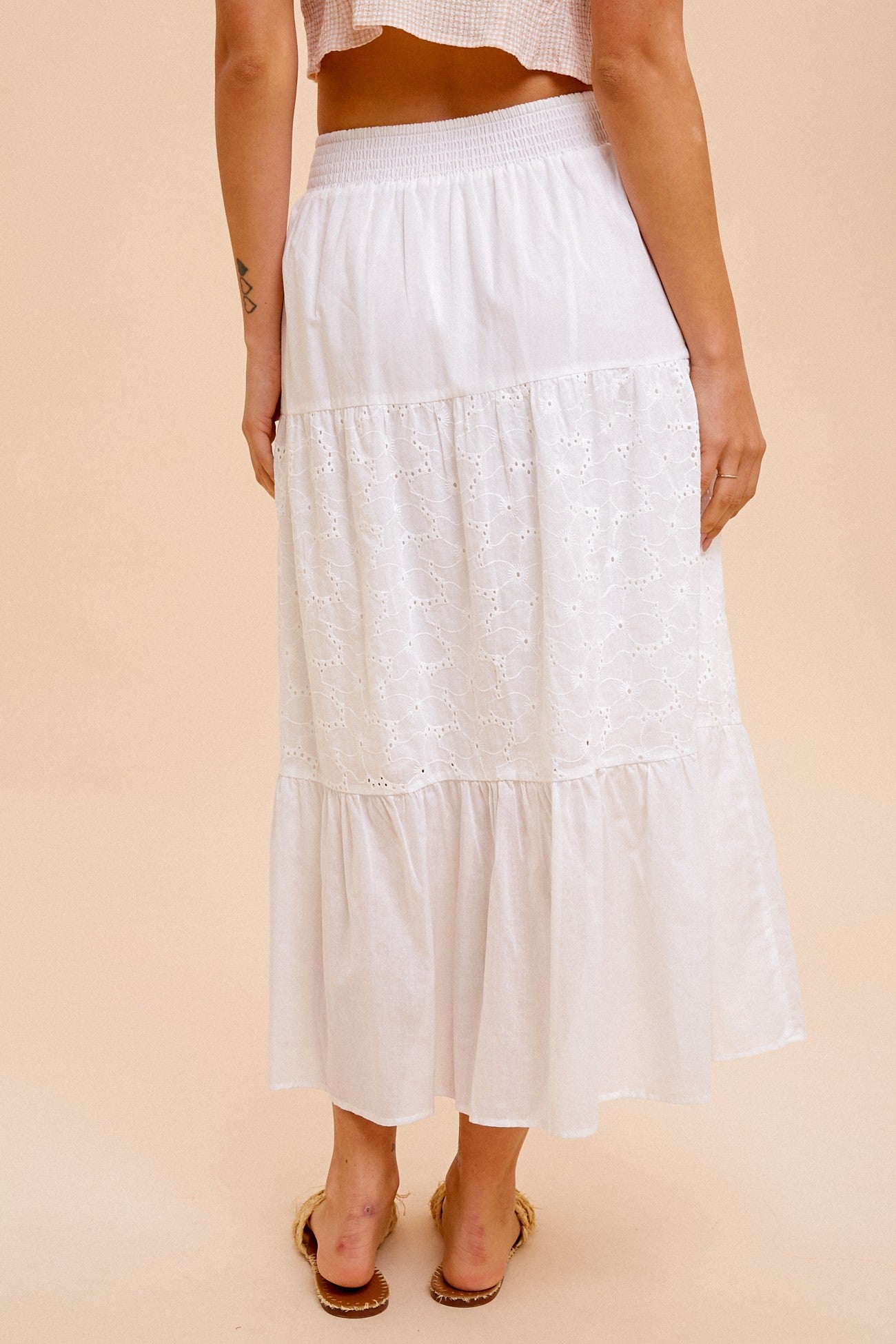White Eyelet Maxi Skirt