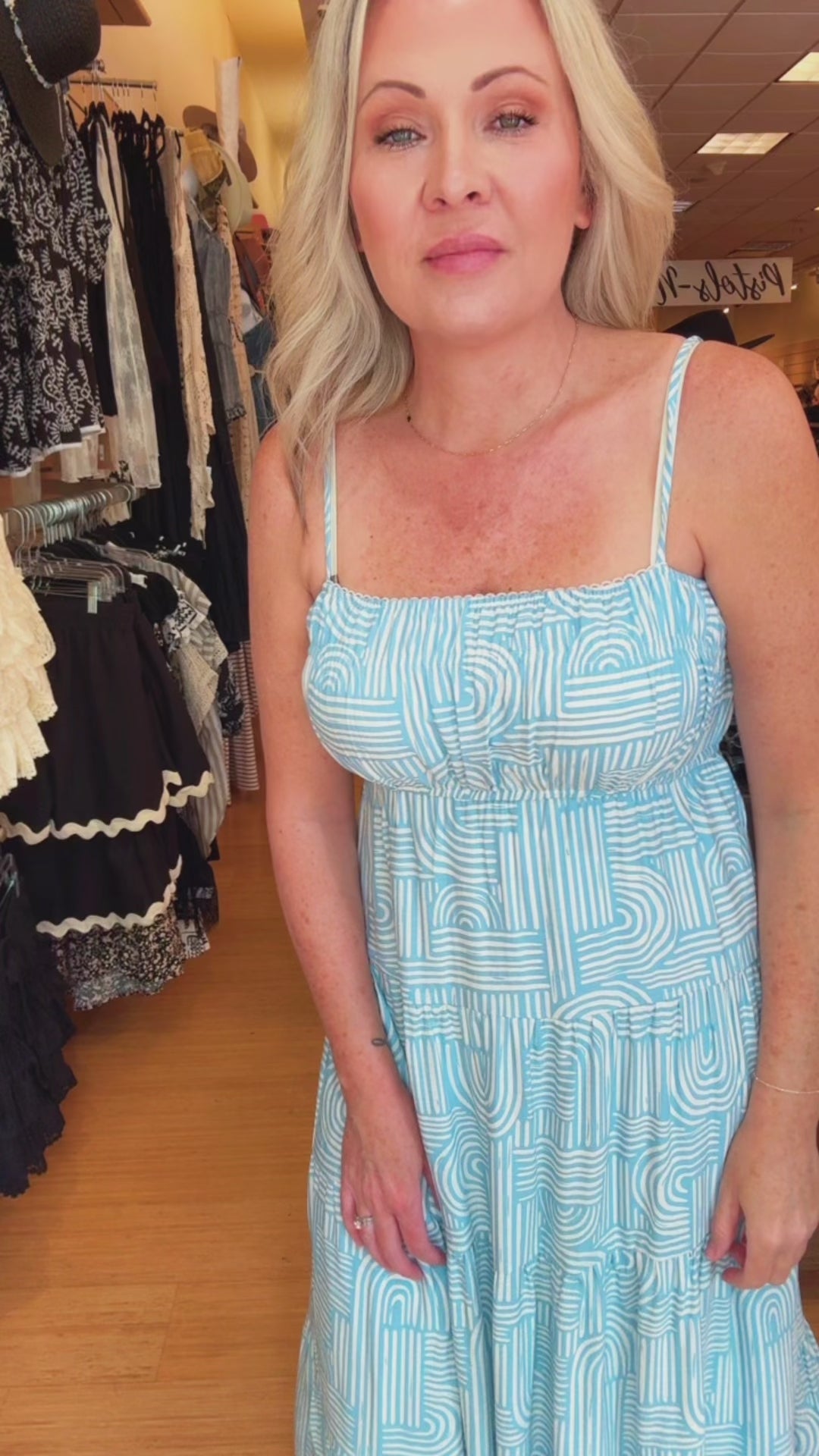Powder Blue Abstract Midi Dress