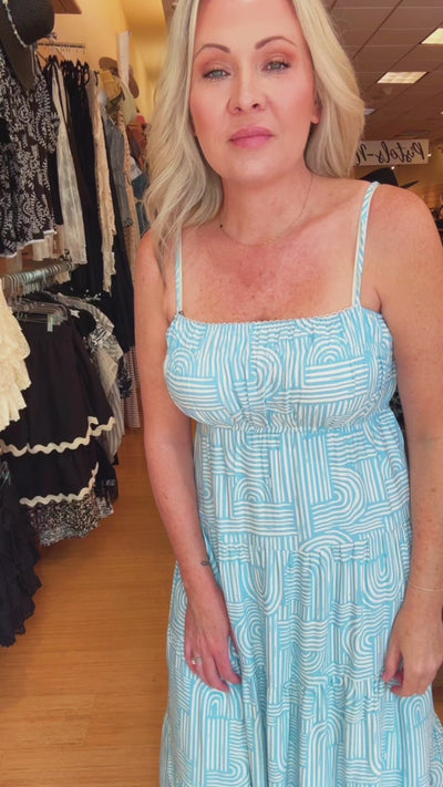 Powder Blue Abstract Midi Dress