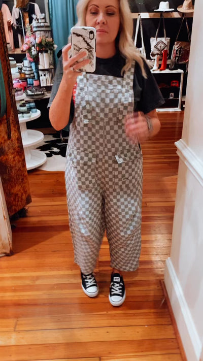 Checkered Washed Twill Jumpsuit