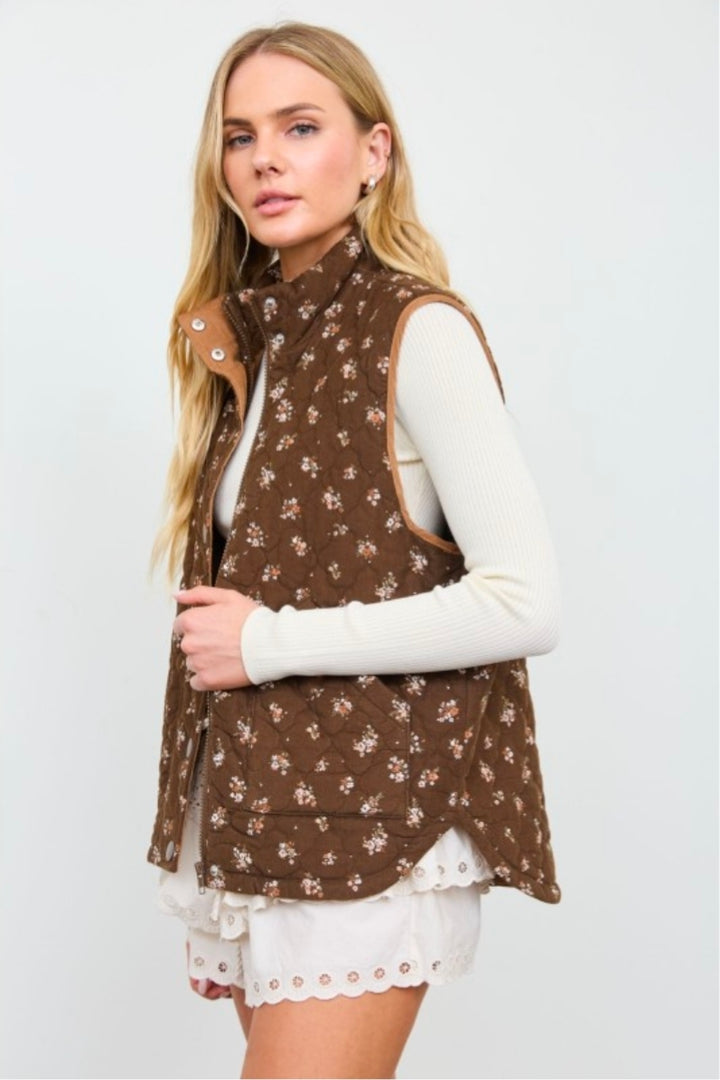 Fall Festival Quilted Mock Neck Vest