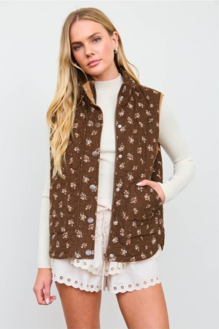 Fall Festival Quilted Mock Neck Vest