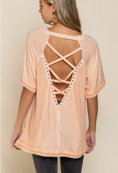 Studded Shell Coral Criss Cross Back