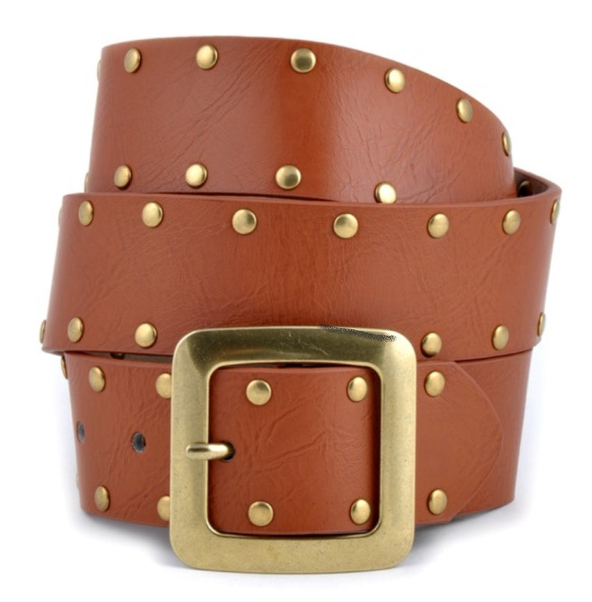 Tan Leather Studded Belt