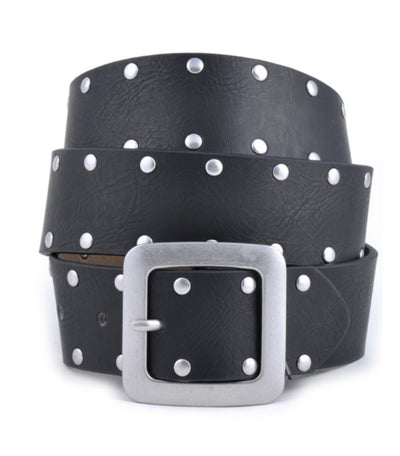 Black Leather Studded Belt