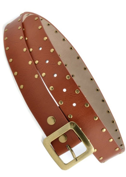 Tan Leather Studded Belt