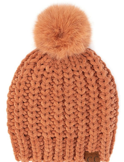 C.C Soft Chenille Chunky Yarn Beanie (4 colors)