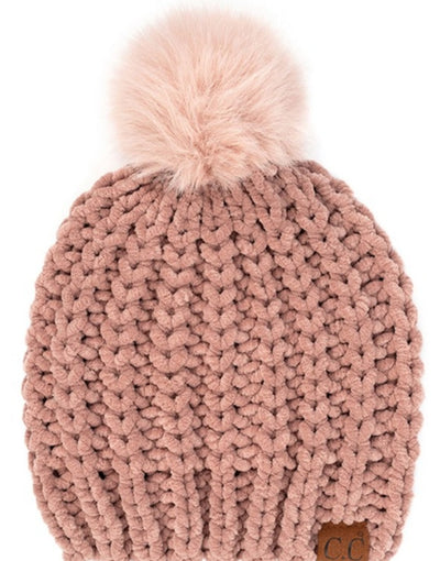 C.C Soft Chenille Chunky Yarn Beanie (4 colors)