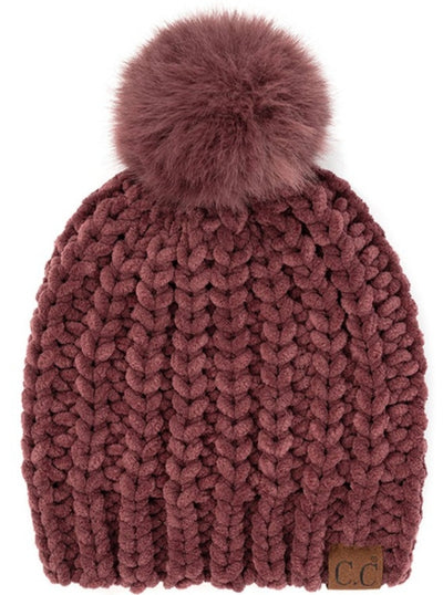 C.C Soft Chenille Chunky Yarn Beanie (4 colors)