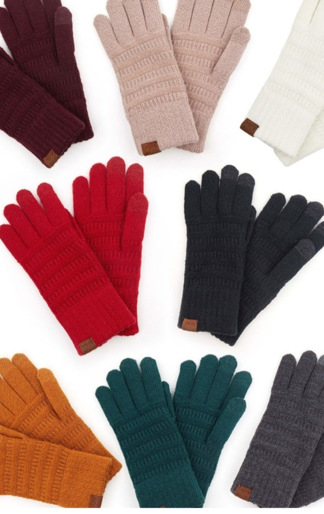 C.C Solid Ribbed Gloves (4 Colors)