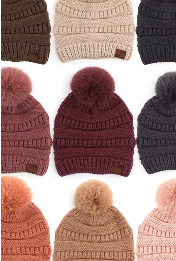 C.C snuggly Soft Yarn Pom Pom Beanie ( 5 Colors)