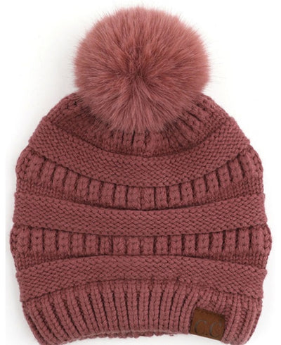 C.C snuggly Soft Yarn Pom Pom Beanie ( 5 Colors)