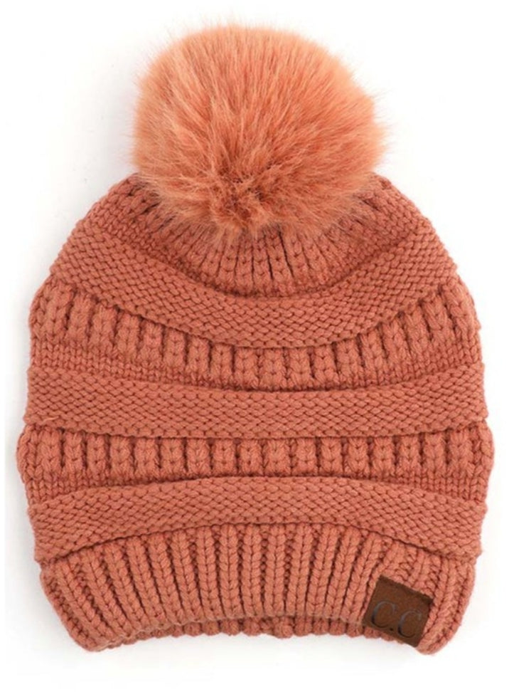 C.C snuggly Soft Yarn Pom Pom Beanie ( 5 Colors)