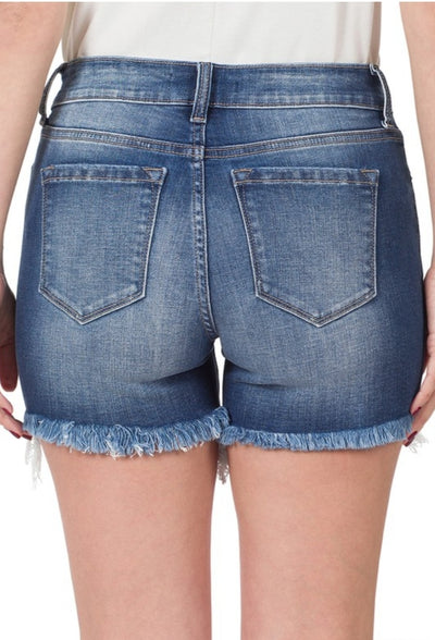 Claire's Mid Rise Frayed Denim Shorts