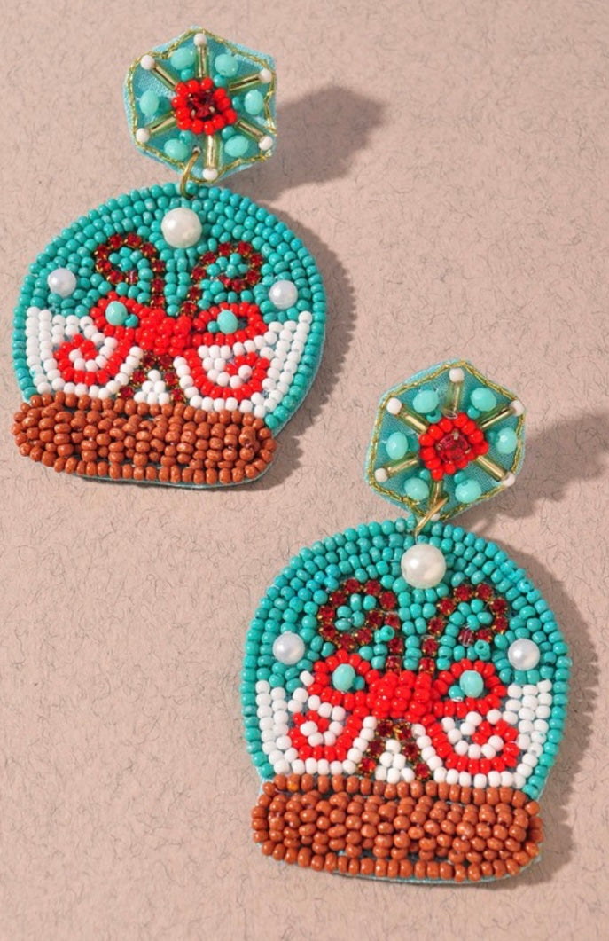 Snow Globe Seed Bead Earrings