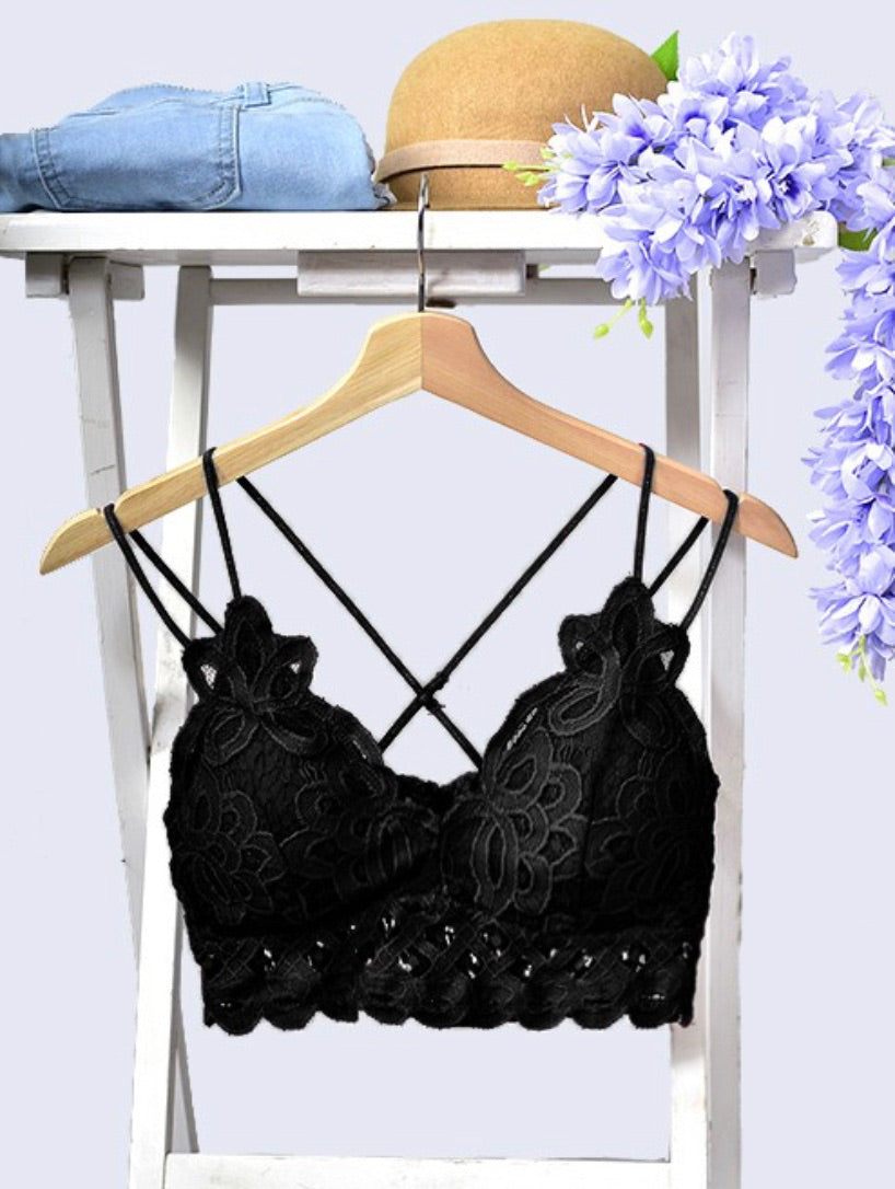 BLACK LACE BRALETTE (small-XXL)