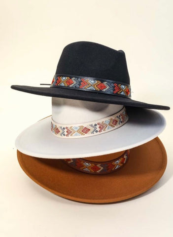 Boho Pattern Strap Fedora Hat (3 colors)